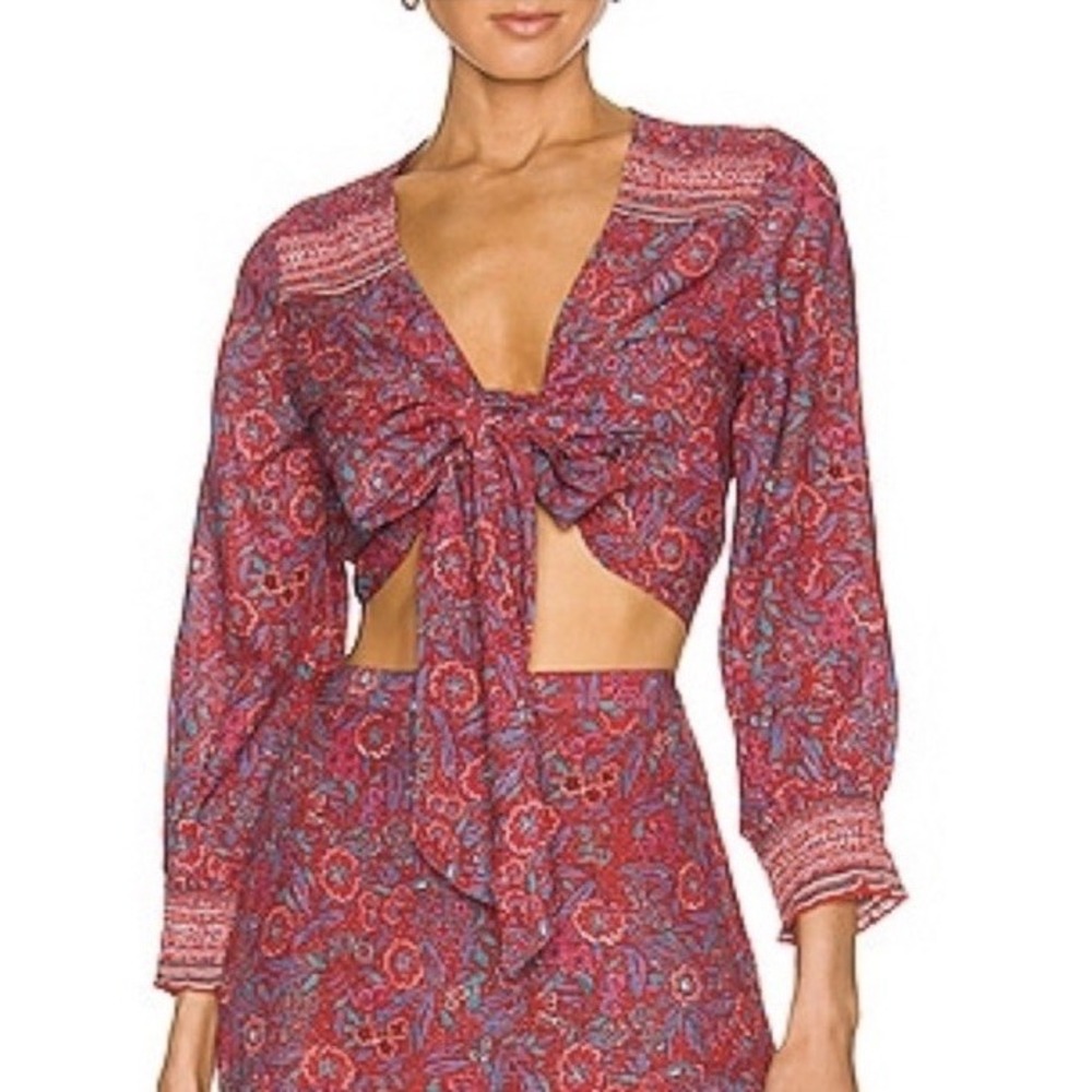 Veronica Beard $398 Boho Chic Sarah Floral Cover Up Wrap Blouse Red Hippie XS